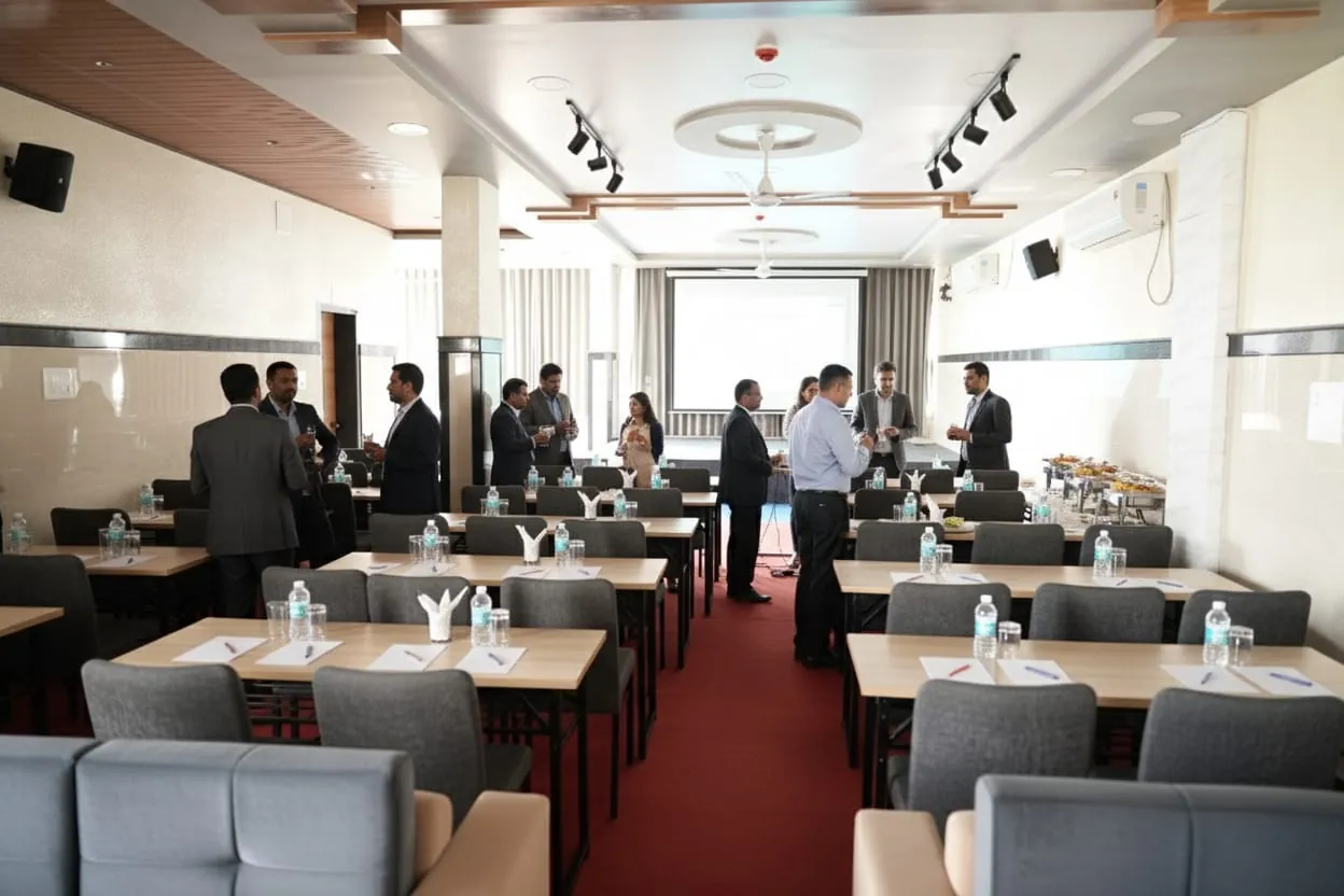 Professional corporate event setup at Mohini Mangalam