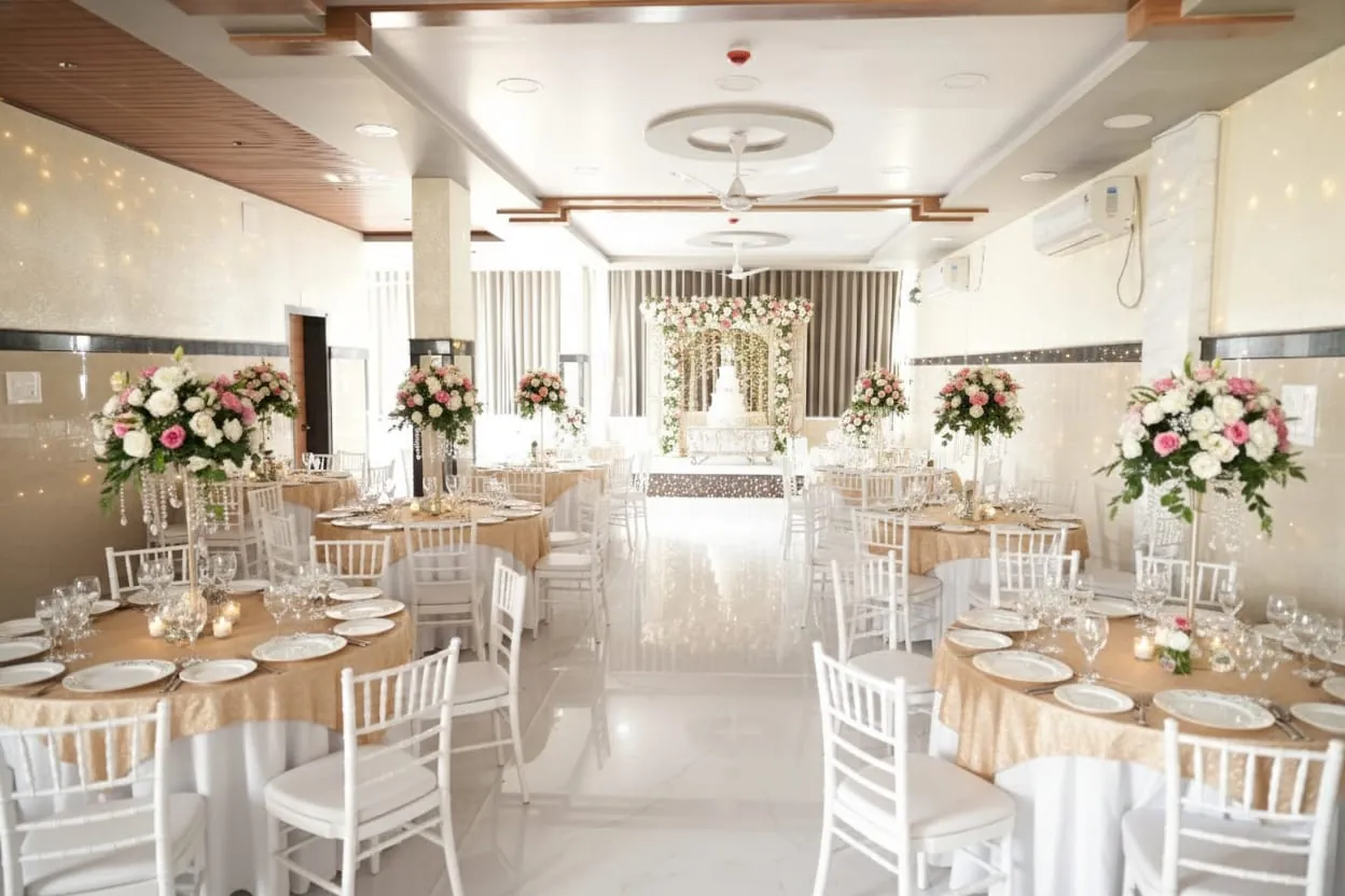 Beautiful wedding reception at Mohini Mangalam